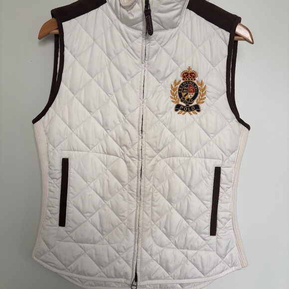 White and brown Ralph Lauren Women’s Quilted vest / gilet / body warmer - Picture 1 of 7
